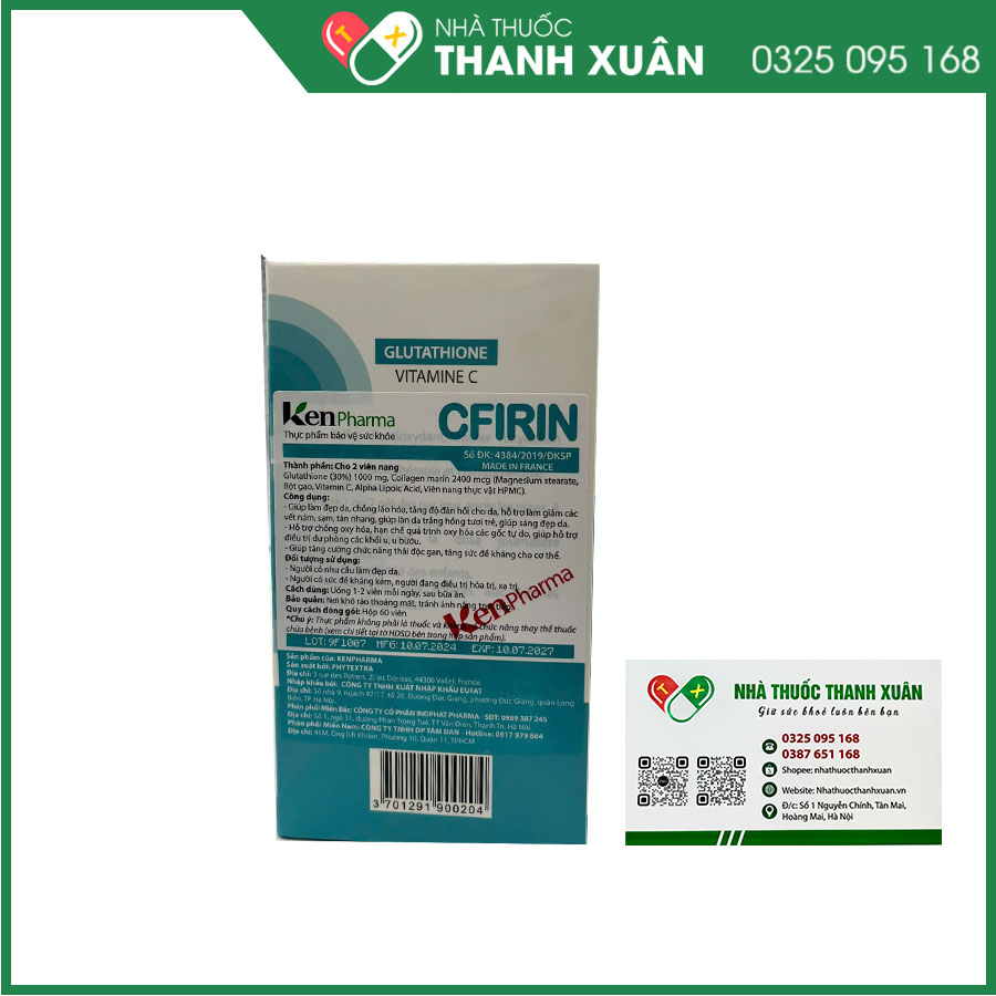 Viên uống Cfirin hỗ trợ làm trắng da, trị nám